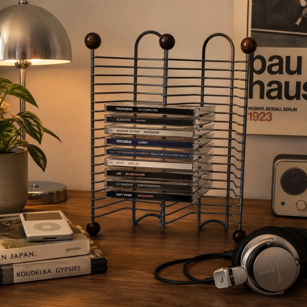 Vintage Y2K CD Rack Metal Media Organizer Retro Desk Shelf Storage‎ 40 CDs